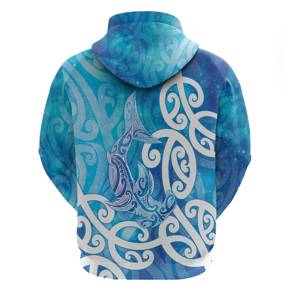 Hammerhead Shark Tattoo New Zealand Hoodie Maori Galaxy Mangopare Pattern LT14 - Polynesian Pride