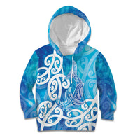 Hammerhead Shark Tattoo New Zealand Kid Hoodie Maori Galaxy Mangopare Pattern LT14 Hoodie Turquoise - Polynesian Pride