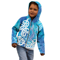 Hammerhead Shark Tattoo New Zealand Kid Hoodie Maori Galaxy Mangopare Pattern LT14 - Polynesian Pride