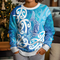 Hammerhead Shark Tattoo New Zealand Kid Ugly Christmas Sweater Maori Galaxy Mangopare Pattern LT14 - Polynesian Pride