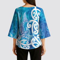 Hammerhead Shark Tattoo New Zealand Kimono Sleeve Blouse Maori Galaxy Mangopare Pattern LT14 - Polynesian Pride