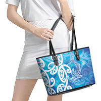 Hammerhead Shark Tattoo New Zealand Leather Tote Bag Maori Galaxy Mangopare Pattern LT14 - Polynesian Pride