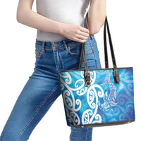 Hammerhead Shark Tattoo New Zealand Leather Tote Bag Maori Galaxy Mangopare Pattern LT14 - Polynesian Pride