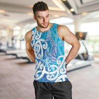 Hammerhead Shark Tattoo New Zealand Men Tank Top Maori Galaxy Mangopare Pattern LT14 Turquoise - Polynesian Pride