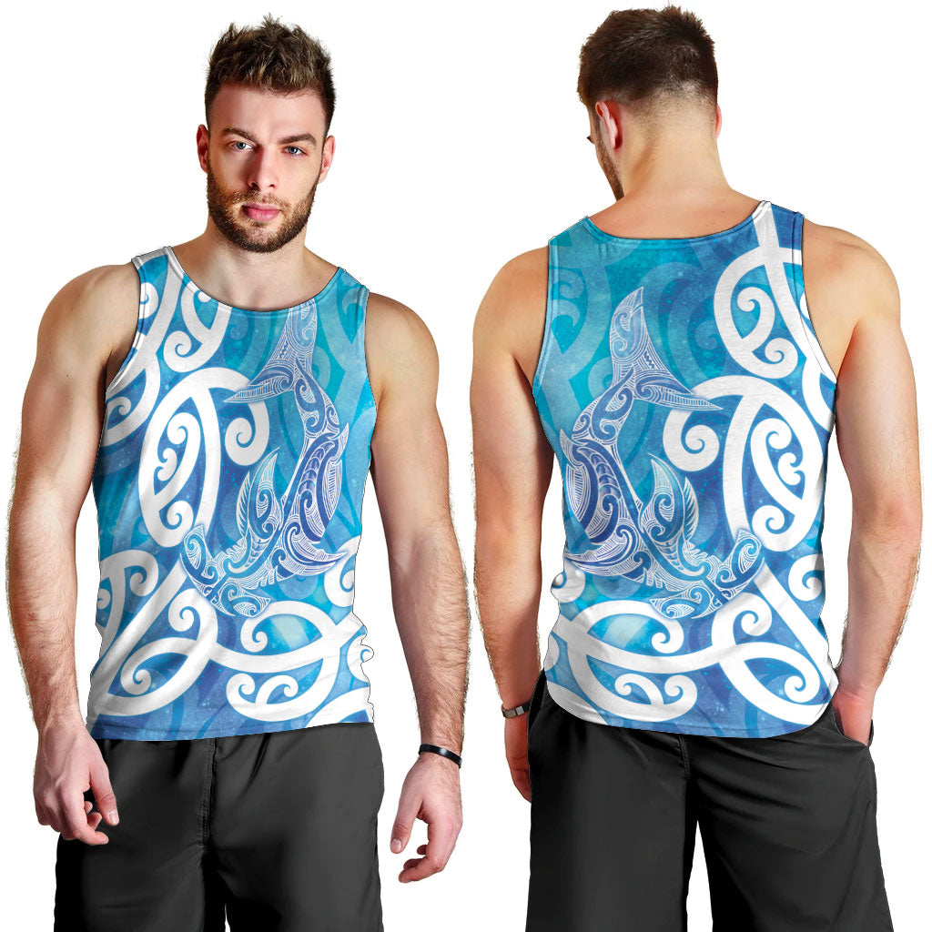 Hammerhead Shark Tattoo New Zealand Men Tank Top Maori Galaxy Mangopare Pattern LT14 - Polynesian Pride