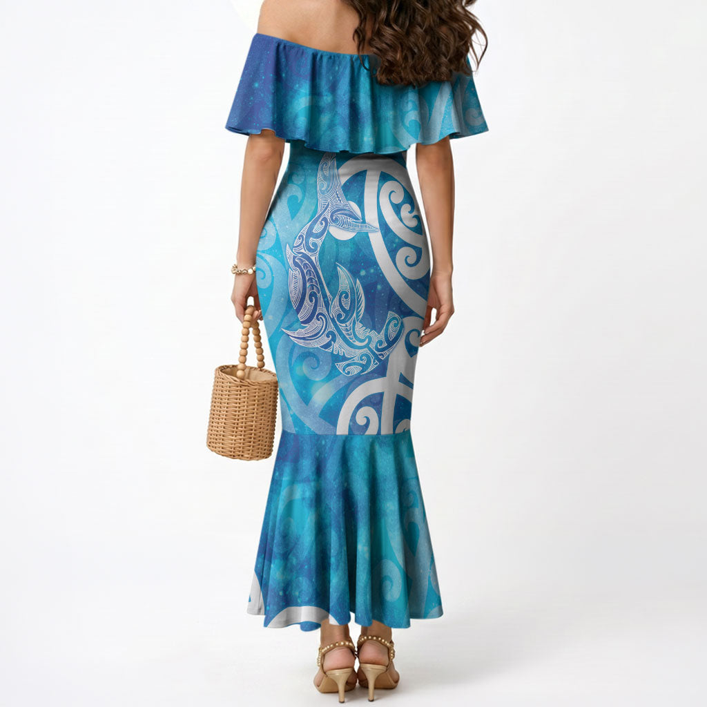 Hammerhead Shark Tattoo New Zealand Mermaid Dress Maori Galaxy Mangopare Pattern LT14 - Polynesian Pride