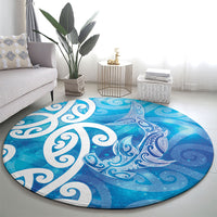 Hammerhead Shark Tattoo New Zealand Round Carpet Maori Galaxy Mangopare Pattern LT14 - Polynesian Pride