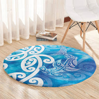 Hammerhead Shark Tattoo New Zealand Round Carpet Maori Galaxy Mangopare Pattern LT14 - Polynesian Pride