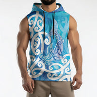 Hammerhead Shark Tattoo New Zealand Sleeveless Hoodie Maori Galaxy Mangopare Pattern LT14 - Polynesian Pride