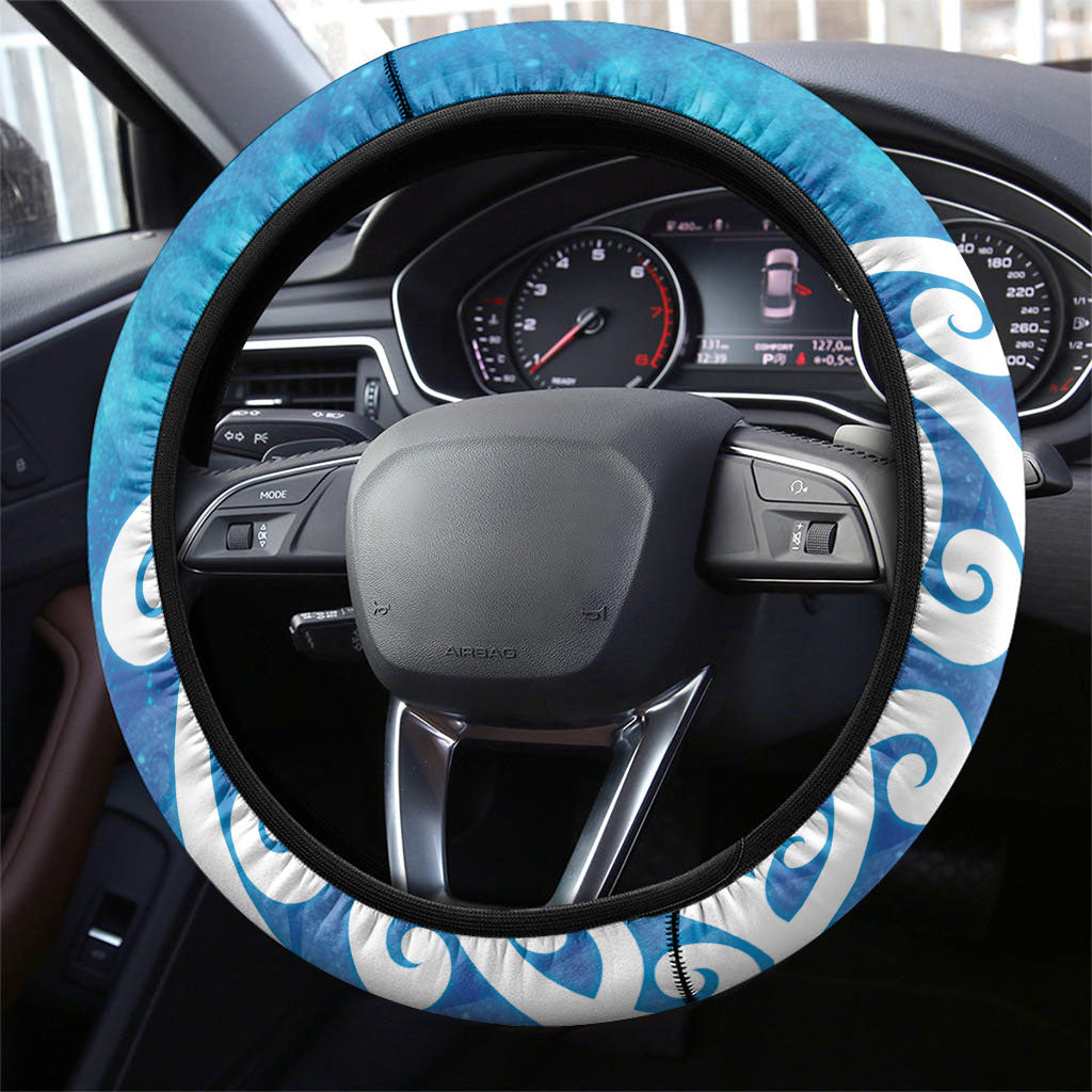 Hammerhead Shark Tattoo New Zealand Steering Wheel Cover Maori Galaxy Mangopare Pattern LT14 - Polynesian Pride