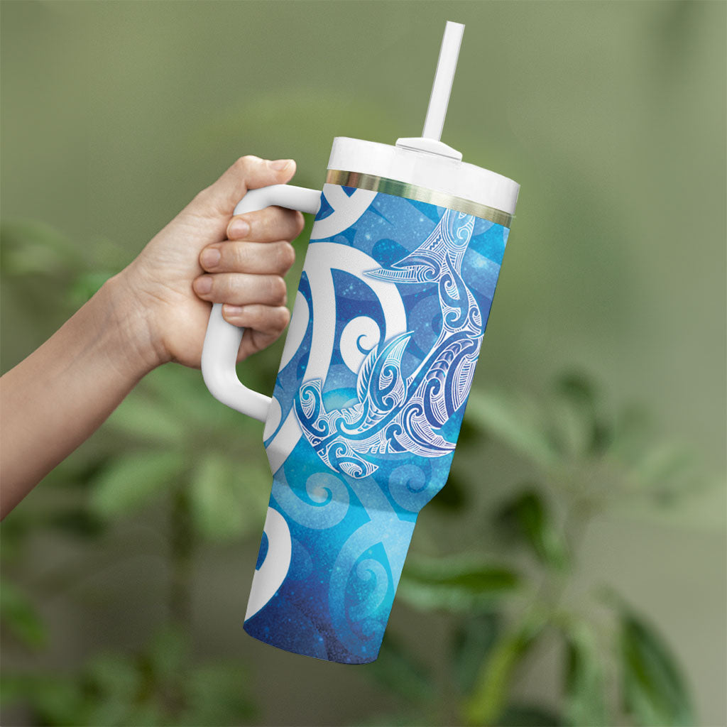 Hammerhead Shark Tattoo New Zealand Tumbler With Handle Maori Galaxy Mangopare Pattern LT14 - Polynesian Pride