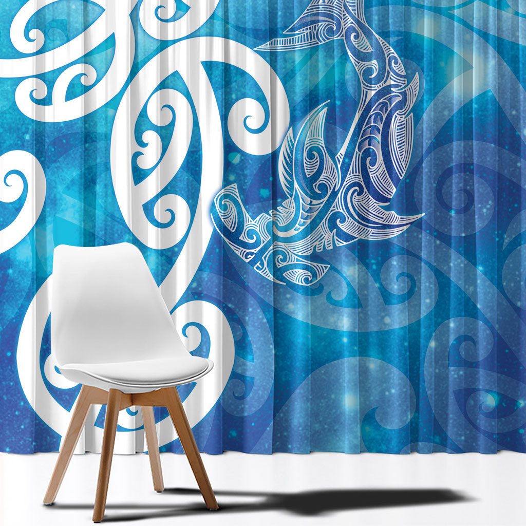 Hammerhead Shark Tattoo New Zealand Window Curtain Maori Galaxy Mangopare Pattern LT14 - Polynesian Pride
