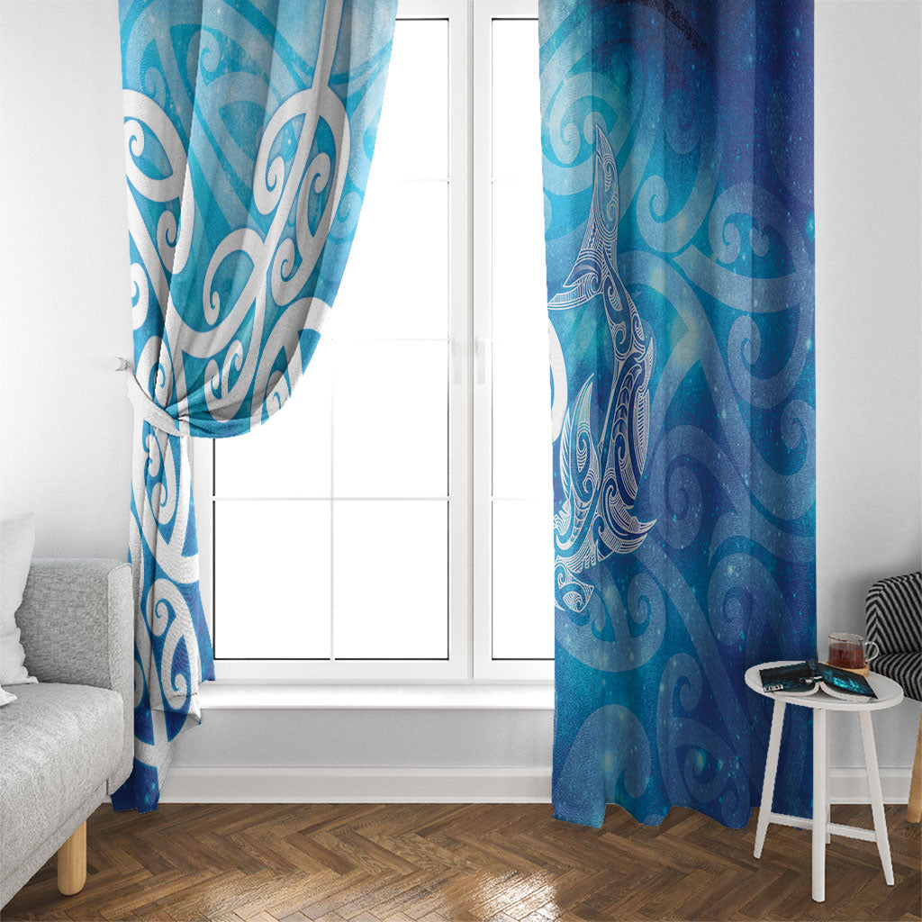 Hammerhead Shark Tattoo New Zealand Window Curtain Maori Galaxy Mangopare Pattern LT14 - Polynesian Pride