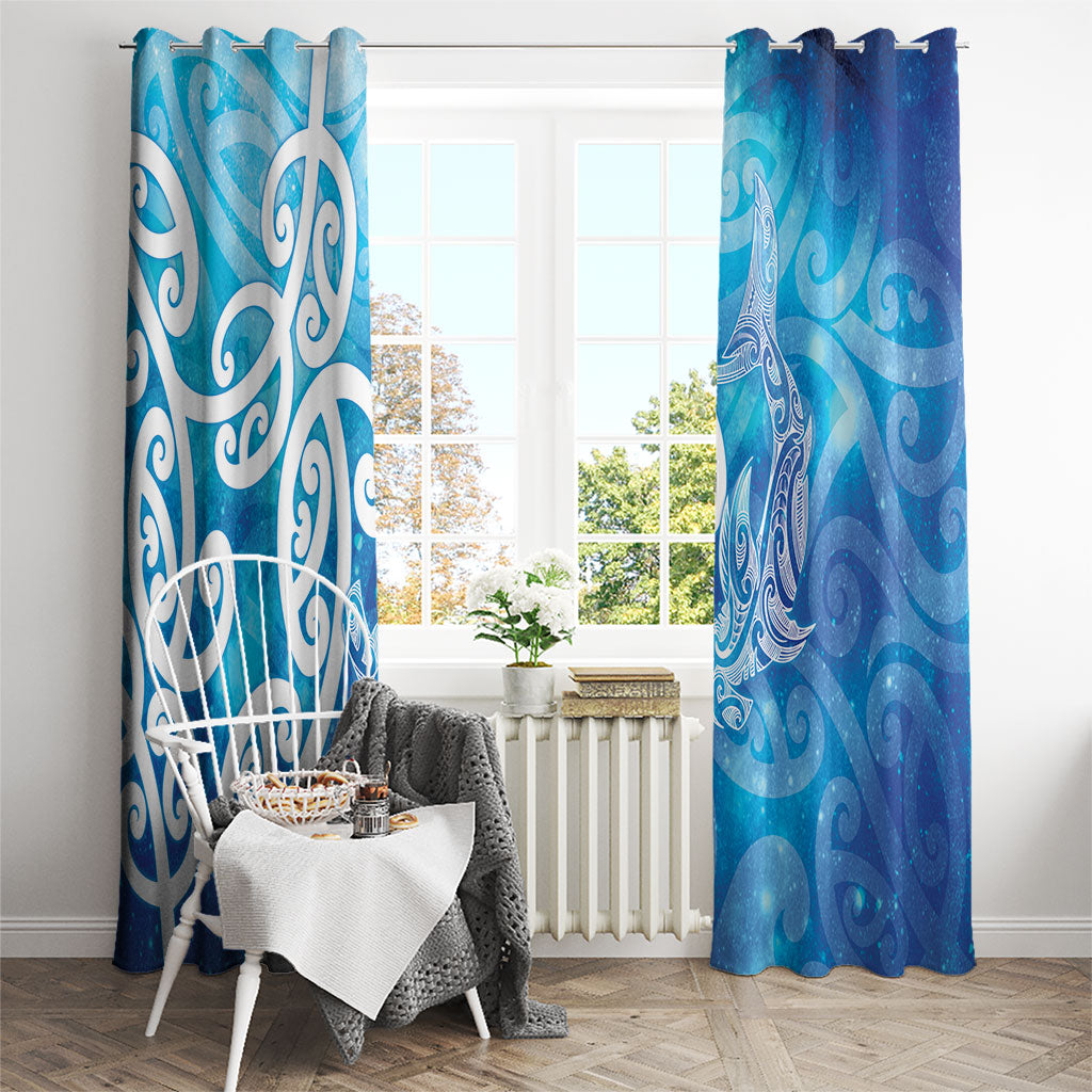 Hammerhead Shark Tattoo New Zealand Window Curtain Maori Galaxy Mangopare Pattern LT14 - Polynesian Pride