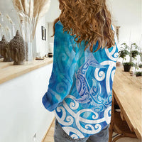 Hammerhead Shark Tattoo New Zealand Women Casual Shirt Maori Galaxy Mangopare Pattern LT14 - Polynesian Pride