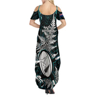 New Zealand Silver Fern Rugby Family Matching Summer Maxi Dress and Hawaiian Shirt Aotearoa All Black Dabbing Ball With Maori Paua Shell LT14 - Polynesian Pride