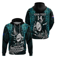 Custom New Zealand Silver Fern Rugby Hoodie Aotearoa All Black Dabbing Ball With Maori Paua Shell LT14 - Polynesian Pride