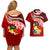 Tonga Rugby Couples Matching Off Shoulder Short Dress and Hawaiian Shirt Ikale Tahi Tongan Ngatu Pattern With Dabbing Ball LT14 - Polynesian Pride