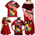 Tonga Rugby Family Matching Off Shoulder Maxi Dress and Hawaiian Shirt Ikale Tahi Tongan Ngatu Pattern With Dabbing Ball LT14 - Polynesian Pride