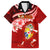 Tonga Rugby Family Matching Off Shoulder Maxi Dress and Hawaiian Shirt Ikale Tahi Tongan Ngatu Pattern With Dabbing Ball LT14 Dad's Shirt - Short Sleeve Red - Polynesian Pride