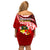 Tonga Rugby Family Matching Off Shoulder Short Dress and Hawaiian Shirt Ikale Tahi Tongan Ngatu Pattern With Dabbing Ball LT14 - Polynesian Pride