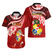 Tonga Rugby Hawaiian Shirt Ikale Tahi Tongan Ngatu Pattern With Dabbing Ball LT14 - Polynesian Pride