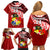 Custom Tonga Rugby Family Matching Off Shoulder Short Dress and Hawaiian Shirt Ikale Tahi Tongan Ngatu Pattern With Dabbing Ball LT14 - Polynesian Pride