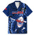 Samoa Rugby Family Matching Off Shoulder Short Dress and Hawaiian Shirt Manu Samoa Ula Fala Dabbing Ball Polynesian Blue Version LT14 Dad's Shirt - Short Sleeve Blue - Polynesian Pride