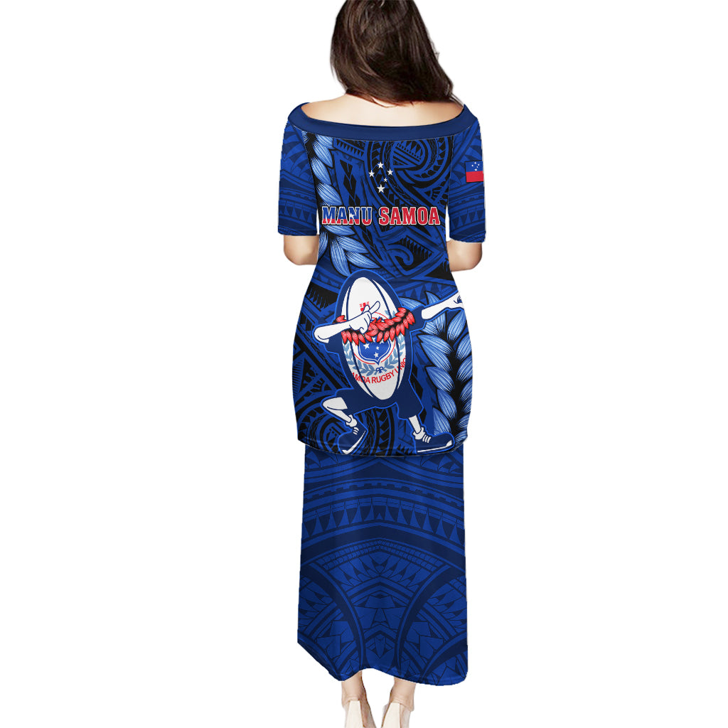 Samoa Rugby Puletasi Manu Samoa Ula Fala Dabbing Ball Polynesian Blue Version LT14 - Polynesian Pride