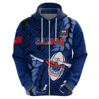 Custom Samoa Rugby Hoodie Manu Samoa Ula Fala Dabbing Ball Polynesian Blue Version LT14 - Polynesian Pride
