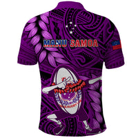 Samoa Rugby Polo Shirt Manu Samoa Ula Fala Dabbing Ball Polynesian Purple Version LT14 - Polynesian Pride