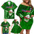 Samoa Rugby Family Matching Off Shoulder Short Dress and Hawaiian Shirt Manu Samoa Ula Fala Dabbing Ball Polynesian Green Version LT14 Green - Polynesian Pride