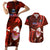 Samoa Rugby Couples Matching Short Sleeve Bodycon Dress and Hawaiian Shirt Manu Samoa Ula Fala Dabbing Ball Polynesian Red Version LT14 Red - Polynesian Pride