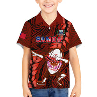 Samoa Rugby Family Matching Mermaid Dress and Hawaiian Shirt Manu Samoa Ula Fala Dabbing Ball Polynesian Red Version LT14 - Polynesian Pride