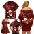 Samoa Rugby Family Matching Off Shoulder Short Dress and Hawaiian Shirt Manu Samoa Ula Fala Dabbing Ball Polynesian Red Version LT14 - Polynesian Pride