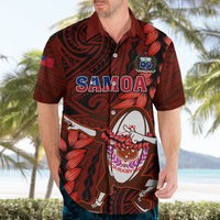Samoa Rugby Hawaiian Shirt Manu Samoa Ula Fala Dabbing Ball Polynesian Red Version LT14 - Polynesian Pride