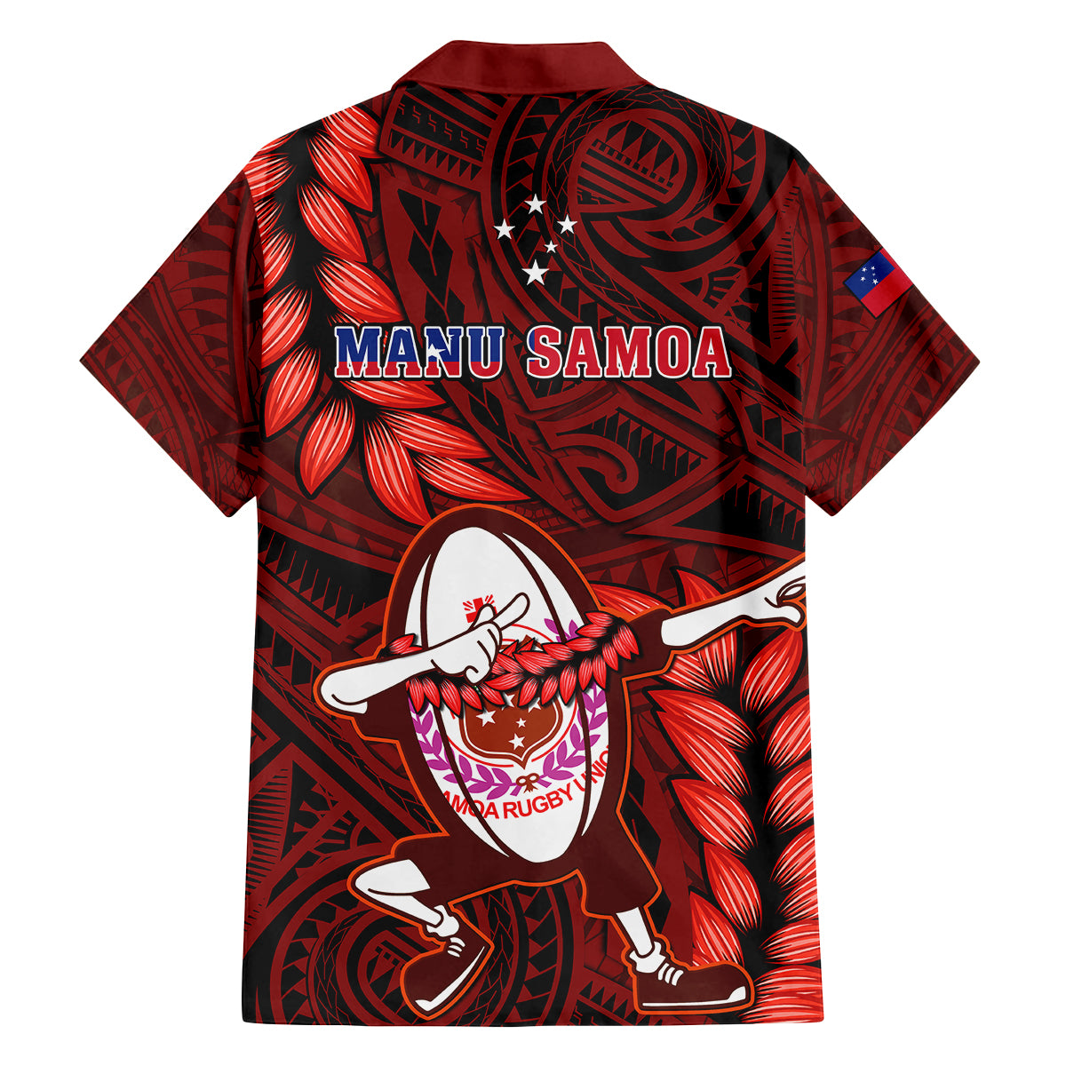 Samoa Rugby Kid Hawaiian Shirt Manu Samoa Ula Fala Dabbing Ball Polynesian Red Version LT14 - Polynesian Pride