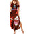 Samoa Rugby Summer Maxi Dress Manu Samoa Ula Fala Dabbing Ball Polynesian Red Version LT14 Women Red - Polynesian Pride