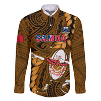 Samoa Rugby Family Matching Off Shoulder Short Dress and Hawaiian Shirt Manu Samoa Ula Fala Dabbing Ball Polynesian Gold Version LT14 - Polynesian Pride