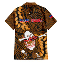 Samoa Rugby Family Matching Summer Maxi Dress and Hawaiian Shirt Manu Samoa Ula Fala Dabbing Ball Polynesian Gold Version LT14 - Polynesian Pride