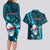 Samoa Rugby Couples Matching Long Sleeve Bodycon Dress and Hawaiian Shirt Manu Samoa Ula Fala Dabbing Ball Polynesian Turquoise Version LT14 - Polynesian Pride