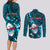 Samoa Rugby Couples Matching Long Sleeve Bodycon Dress and Long Sleeve Button Shirts Manu Samoa Ula Fala Dabbing Ball Polynesian Turquoise Version LT14 - Polynesian Pride