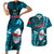 Samoa Rugby Couples Matching Short Sleeve Bodycon Dress and Hawaiian Shirt Manu Samoa Ula Fala Dabbing Ball Polynesian Turquoise Version LT14 Turquoise - Polynesian Pride