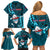 Samoa Rugby Family Matching Off Shoulder Short Dress and Hawaiian Shirt Manu Samoa Ula Fala Dabbing Ball Polynesian Turquoise Version LT14 - Polynesian Pride