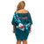 Samoa Rugby Family Matching Off Shoulder Short Dress and Hawaiian Shirt Manu Samoa Ula Fala Dabbing Ball Polynesian Turquoise Version LT14 - Polynesian Pride