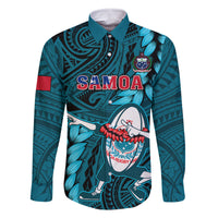 Samoa Rugby Family Matching Puletasi Dress and Hawaiian Shirt Manu Samoa Ula Fala Dabbing Ball Polynesian Turquoise Version LT14 - Polynesian Pride