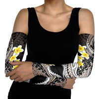 Brown and Black Hawaii Shark Tattoo Arm Sleeves Puakenikeni Lei Plumeria Polynesian Pattern - Polynesian Pride