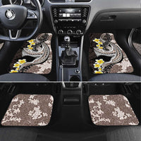 Brown and Black Hawaii Shark Tattoo Car Mats Puakenikeni Lei Plumeria Polynesian Pattern - Polynesian Pride