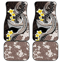 Brown and Black Hawaii Shark Tattoo Car Mats Puakenikeni Lei Plumeria Polynesian Pattern - Polynesian Pride
