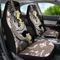 Brown and Black Hawaii Shark Tattoo Car Seat Cover Puakenikeni Lei Plumeria Polynesian Pattern - Polynesian Pride
